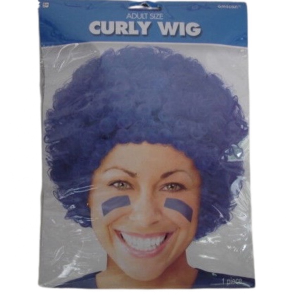 Amscan Royal Blue Curly Wig Halloween blue style THING 1 thing 2